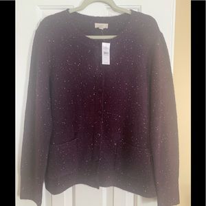 NWT Deep plum white flecked cardigan